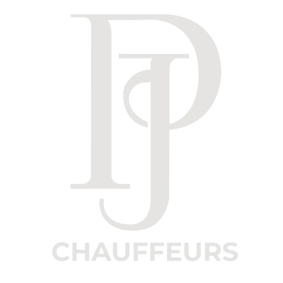 PJ Chauffeurs logo pale grey / silver transparent background